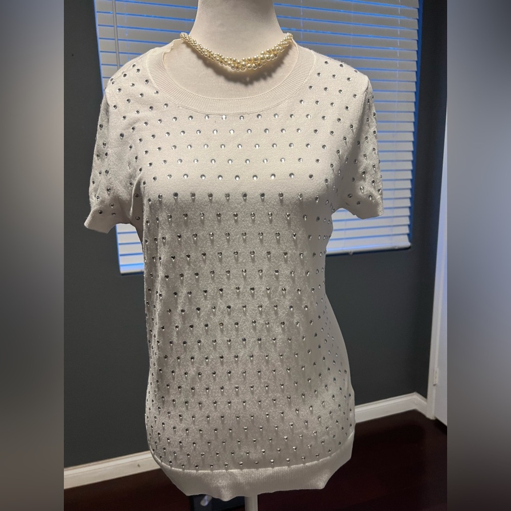 INC International Concepts White Studded Blouse. Size M